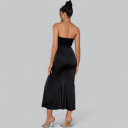 Strapless velvet maxi dress